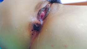 Hot cum dripping out of Mioo Kanna after some hardcore banging